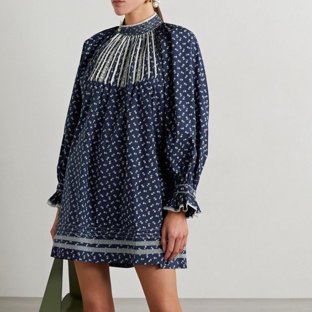 Dôen Beatrice Crochet Lace Poplin Mini Dress